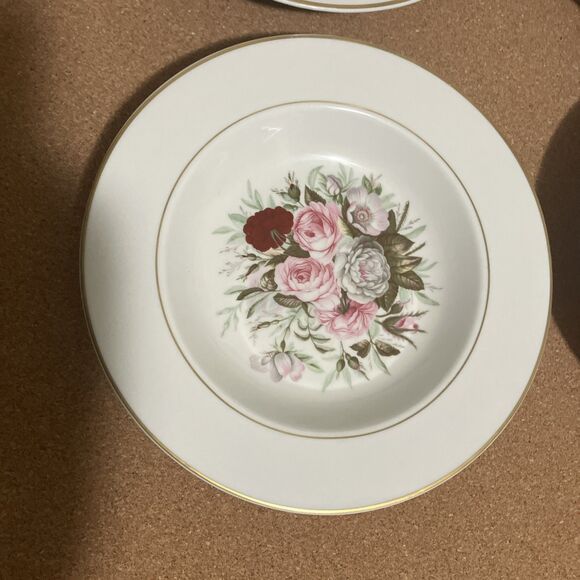 VNTG Royal Jackson Lady Lee Set 4 Rimmed shallow roses Soup Bowls - Picture 13 of 16